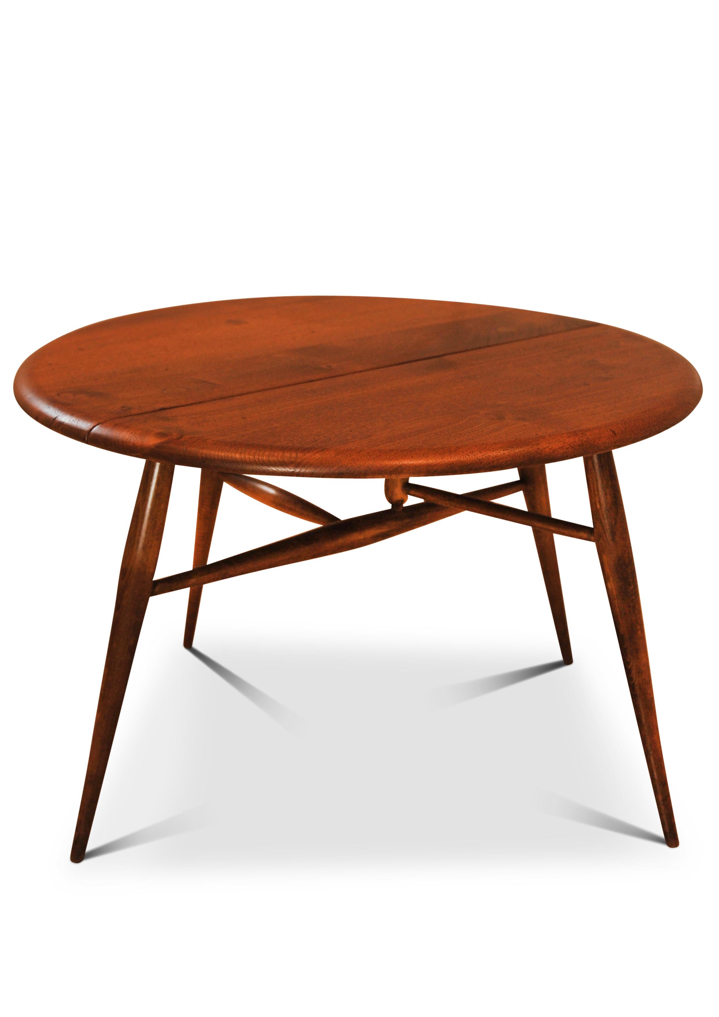 Hand-Crafted English Mid Century Hand Crafted Ercol Elm Drop Leaf Coffee Lounge Table. For Sale
