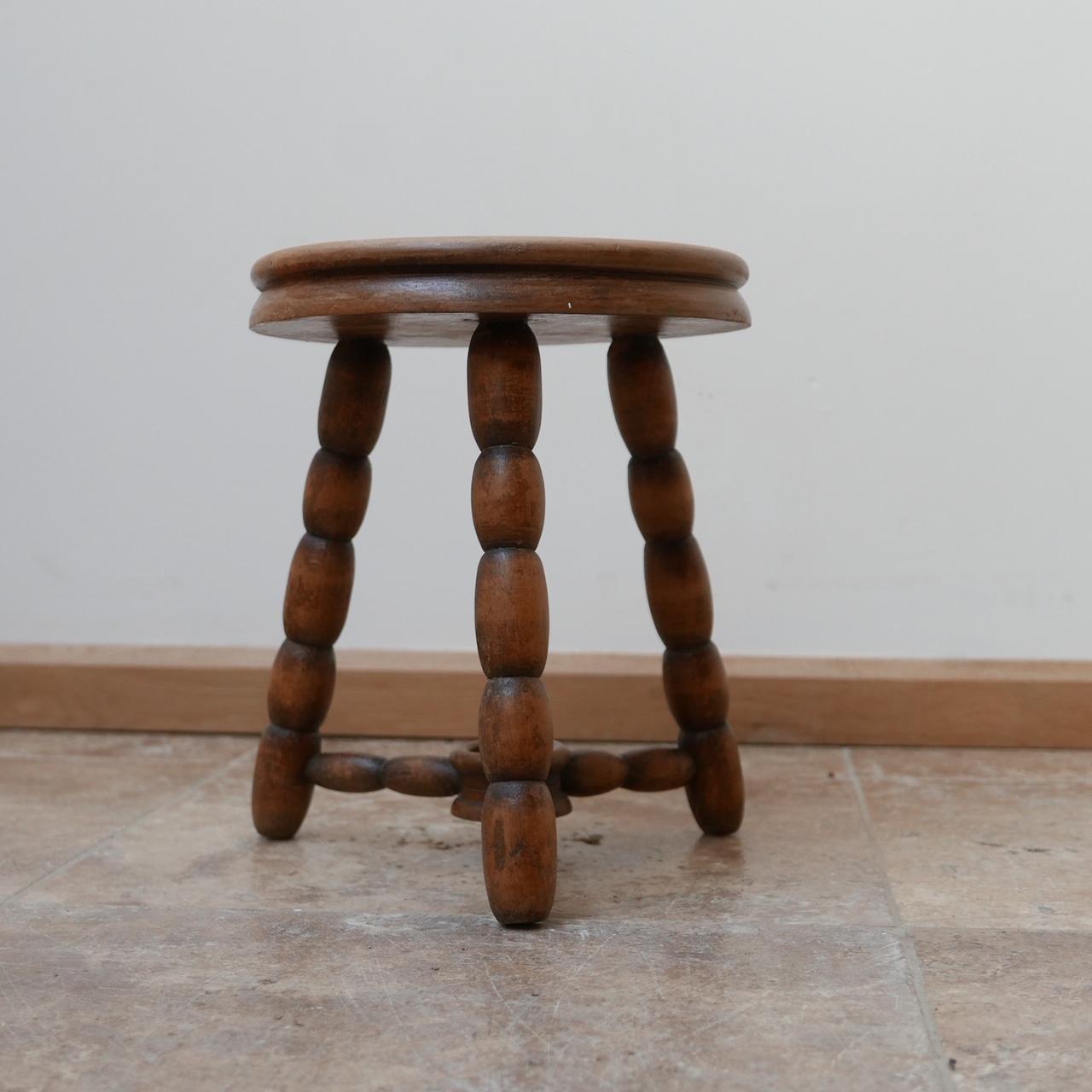 English Midcentury Low Bobbin Stool or Side Table In Good Condition In London, GB