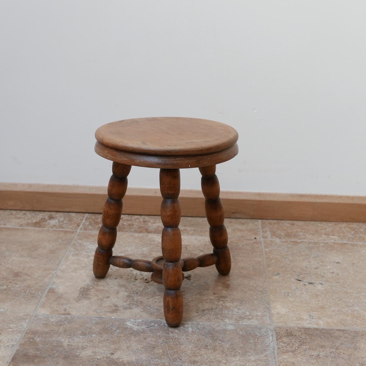 Mid-20th Century English Midcentury Low Bobbin Stool or Side Table
