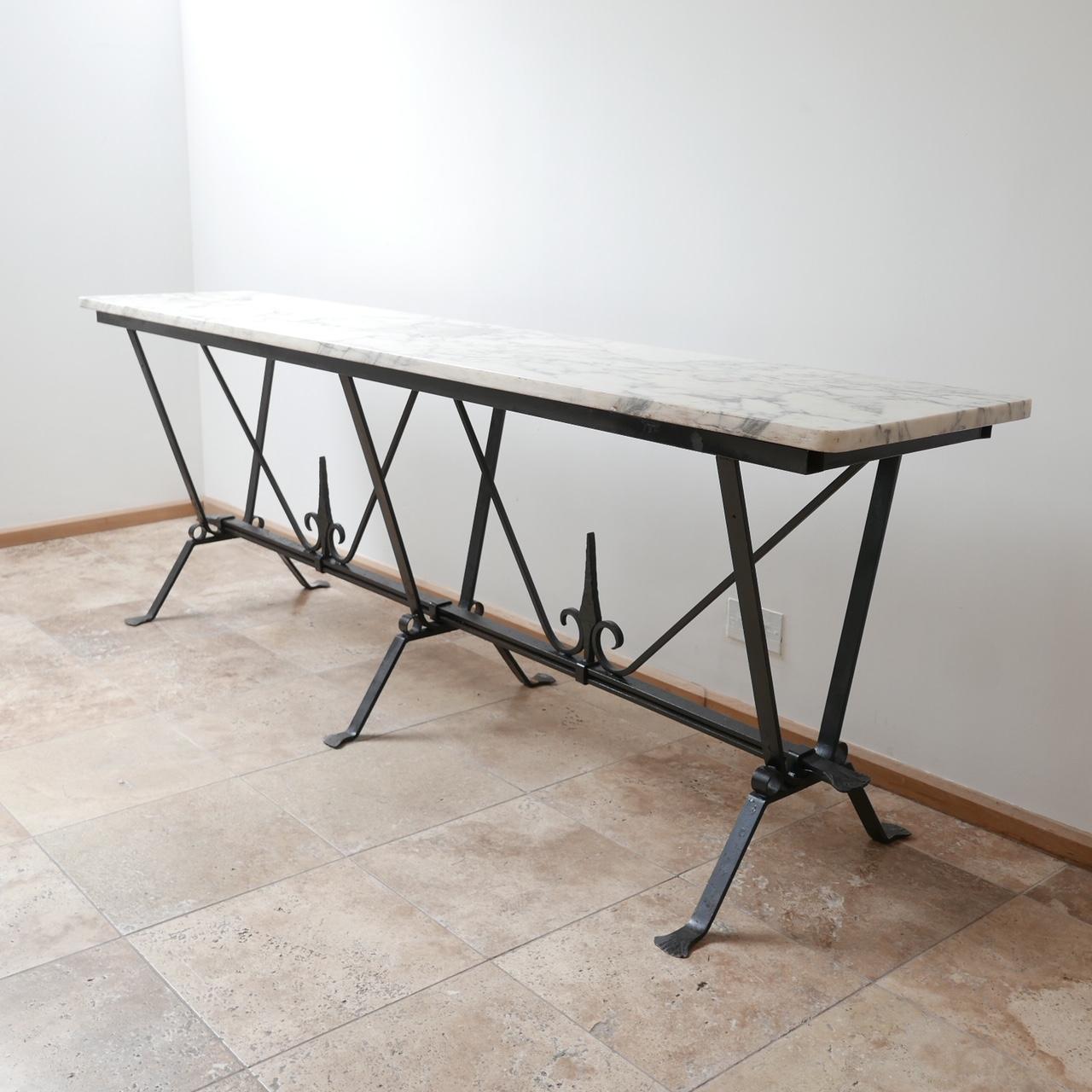 English Midcentury Marble Console Garden Table 5