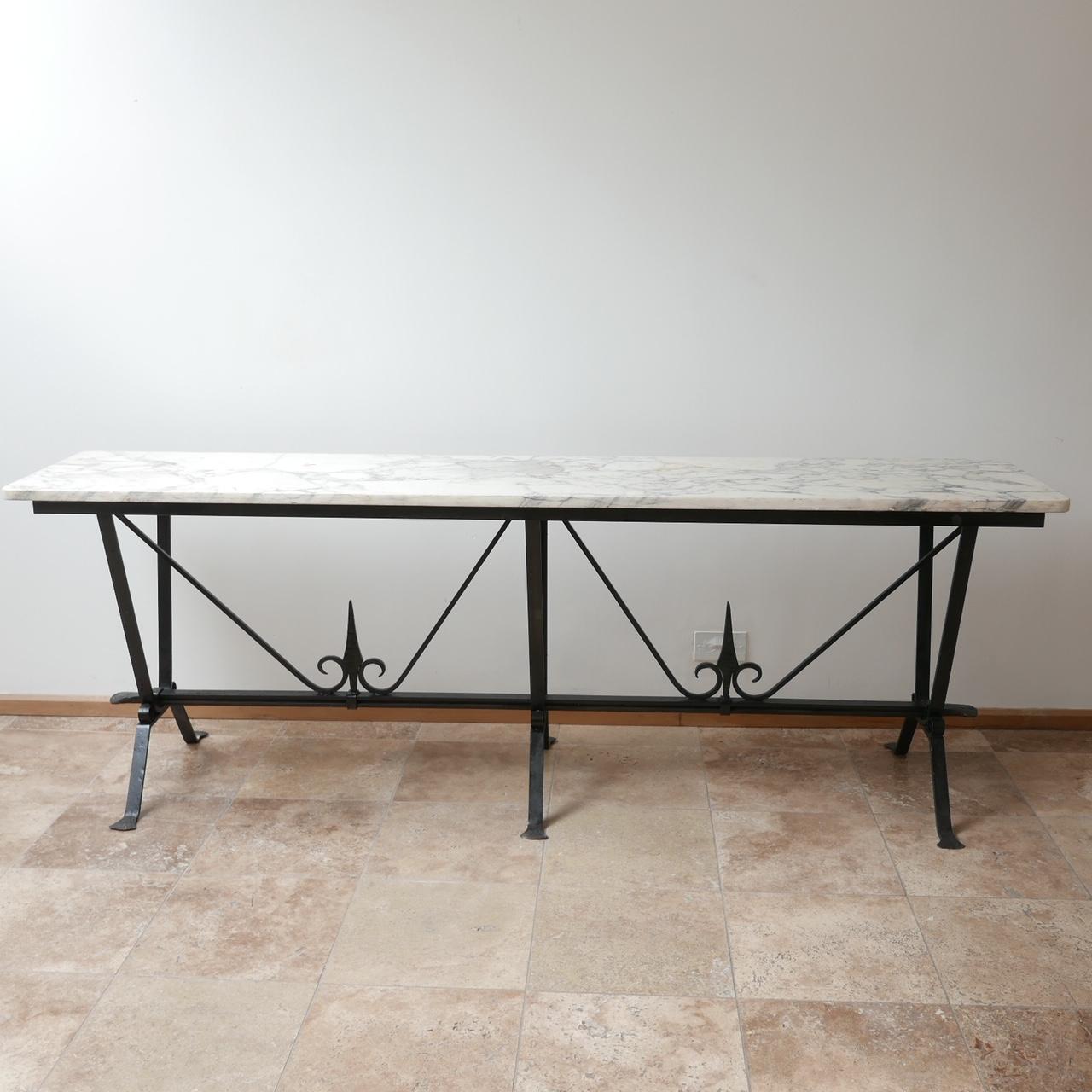 English Midcentury Marble Console Garden Table 6