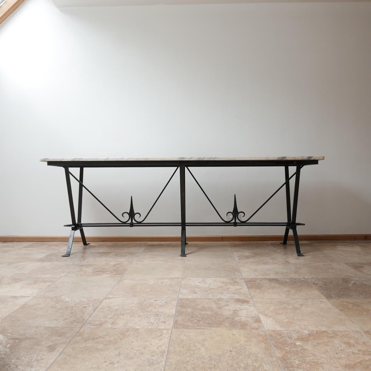 English Midcentury Marble Console Garden Table 7