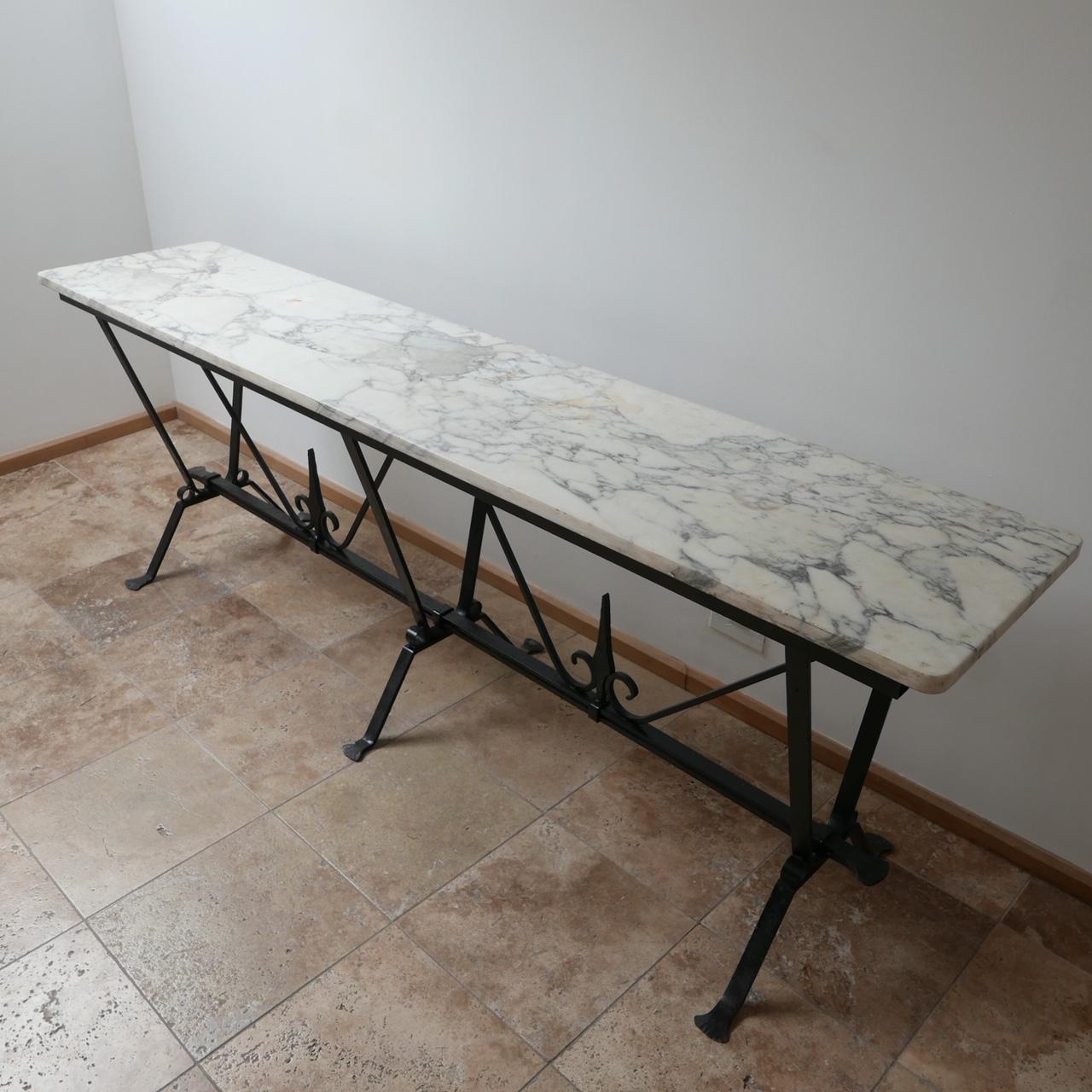 English Midcentury Marble Console Garden Table 2