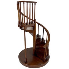 English Midcentury Miniature Staircase Model In Mahogany