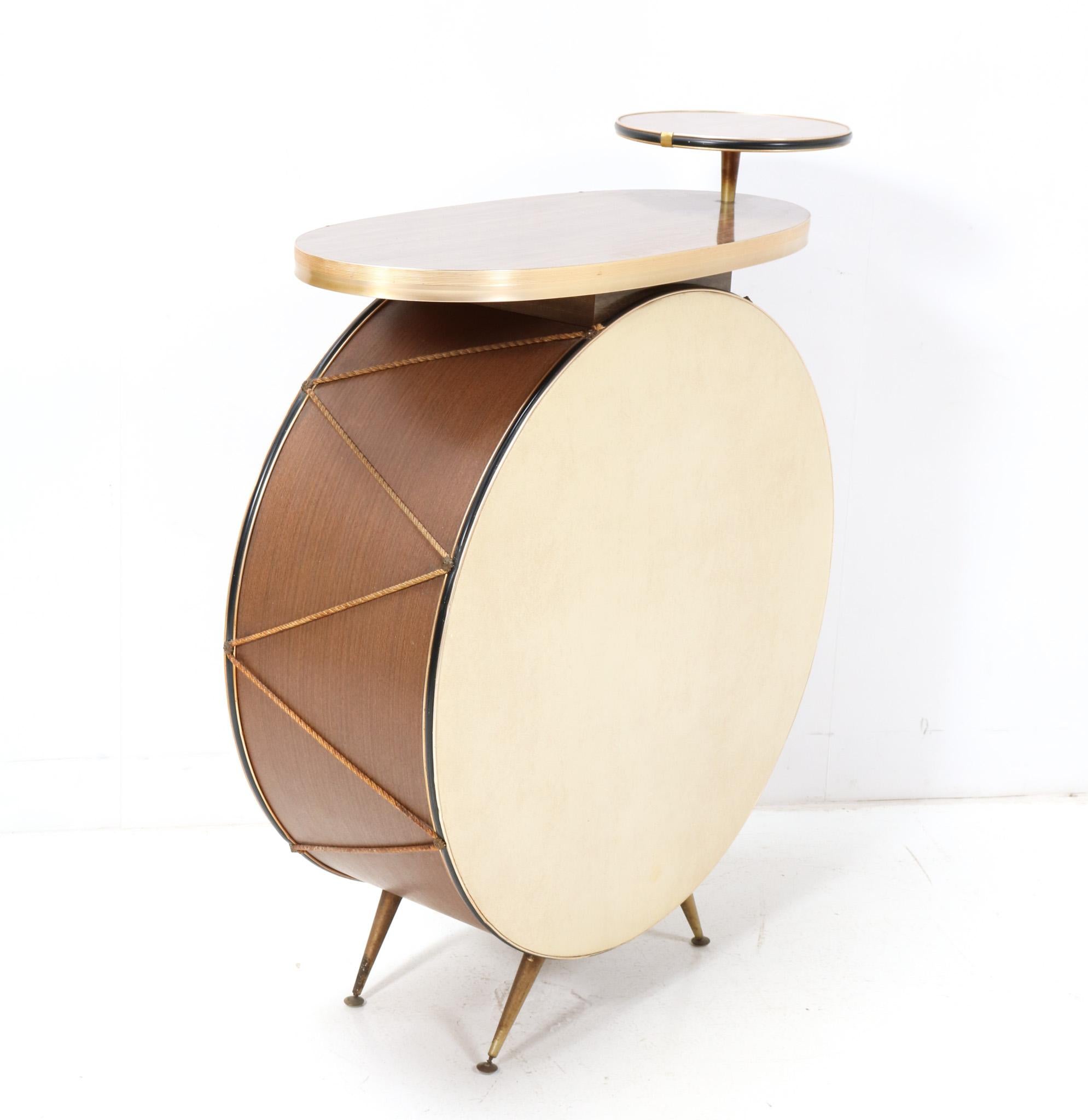 Metal English Mid-Century Modern Drum Dry Bar by Barget Built, 1960s
