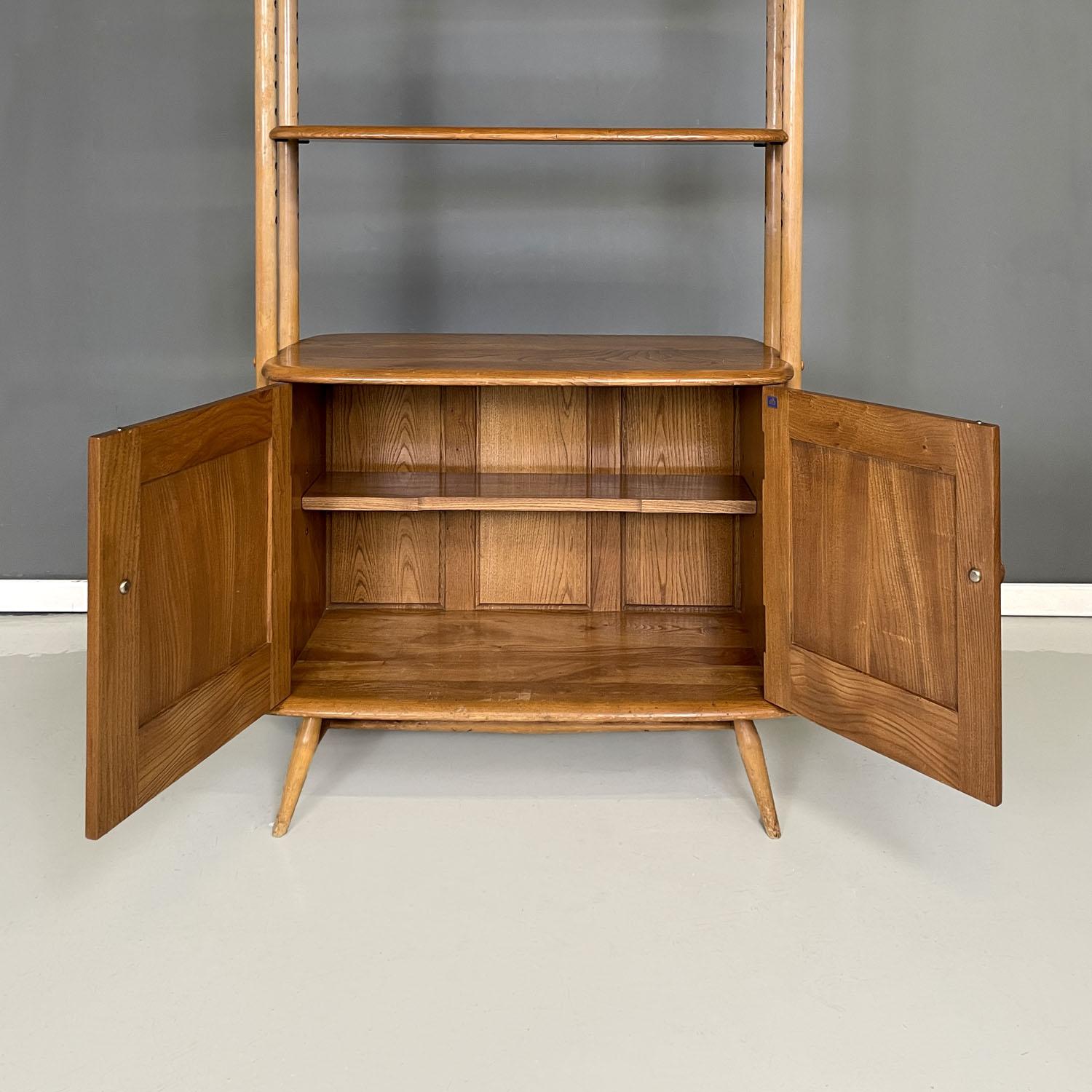 English mid-century modern light wood library with cabinet by Ercol, 1960s 7