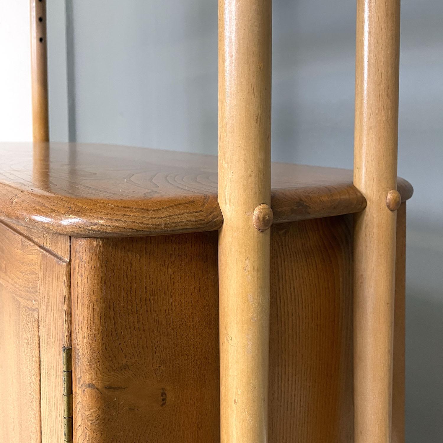English mid-century modern light wood library with cabinet by Ercol, 1960s 10