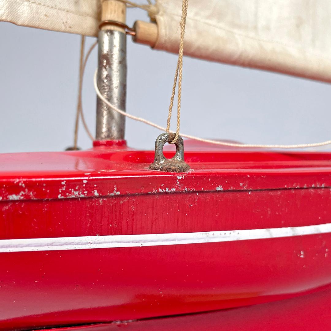 English mid-century modern red sailing boat model by Star Yacht Birkenhead 1960s For Sale 8