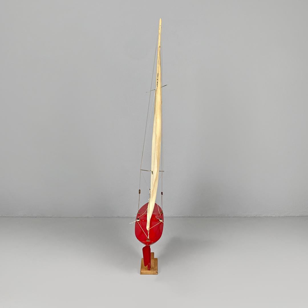 Metal English mid-century modern red sailing boat model by Star Yacht Birkenhead 1960s For Sale