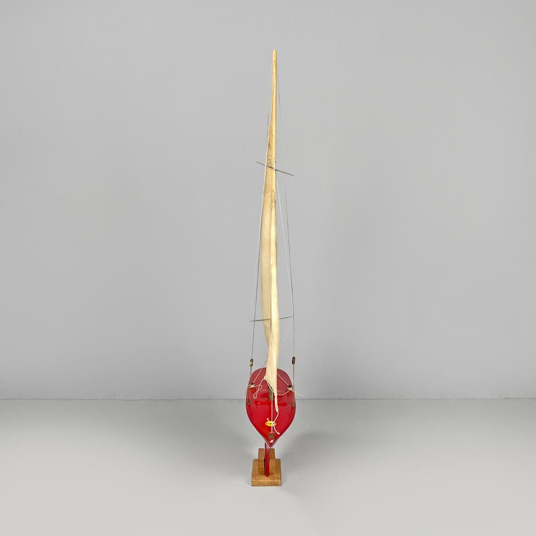 English mid-century modern red sailing boat model by Star Yacht Birkenhead 1960s For Sale 2