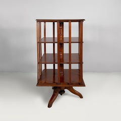 English mid-century modern revolving wooden bookcase, 1940s