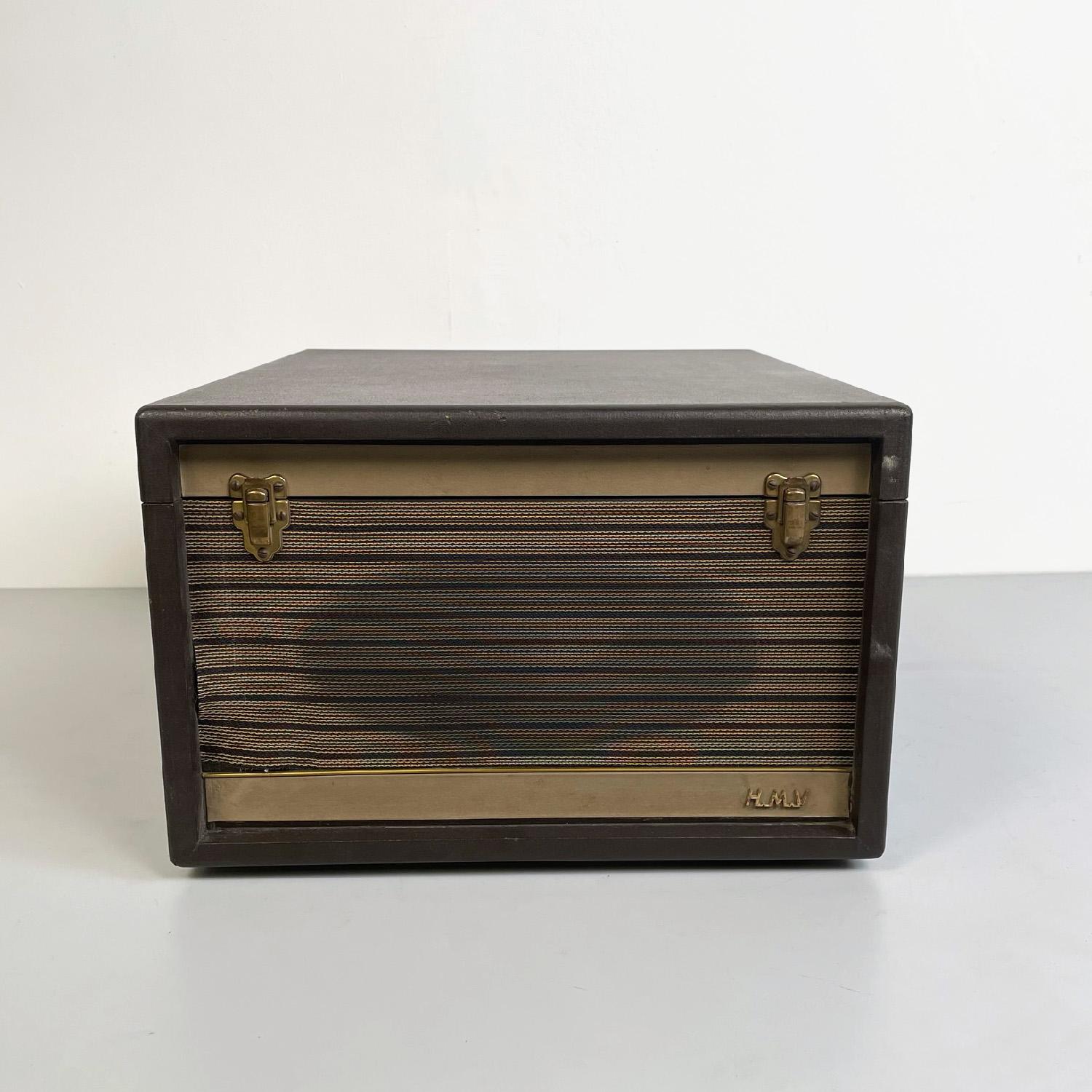 English mid-century modern vinyl record player case by His Master's Voice, 1950s In Good Condition For Sale In MIlano, IT