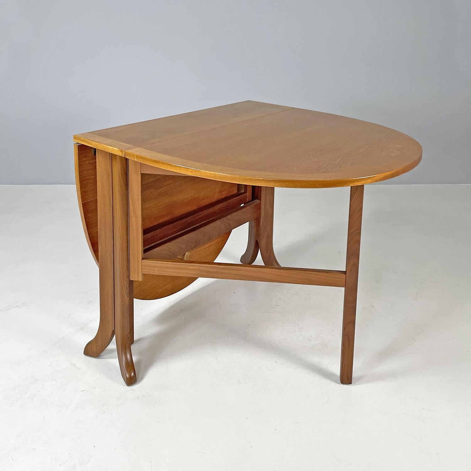 Wood English mid-century modern wooden dining table with flap doors, 1960s For Sale
