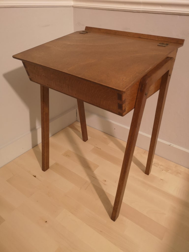 English Mid Century Oak and Teak School Desk at 1stDibs