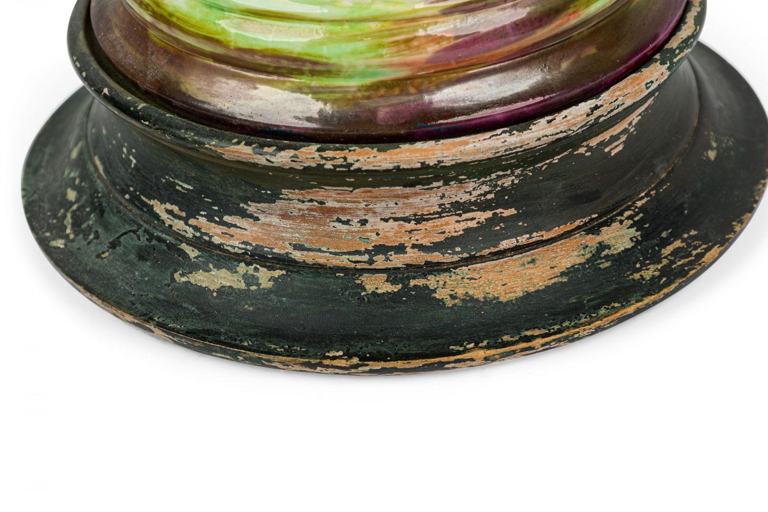 20th Century English Mid-Century Pitcher Form Ceramic Grape Motif Table Lamp For Sale