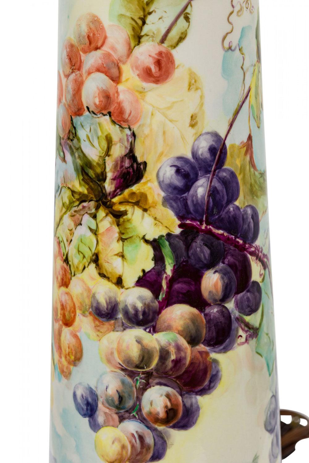 English Mid-Century Pitcher Form Ceramic Grape Motif Table Lamp For Sale 2