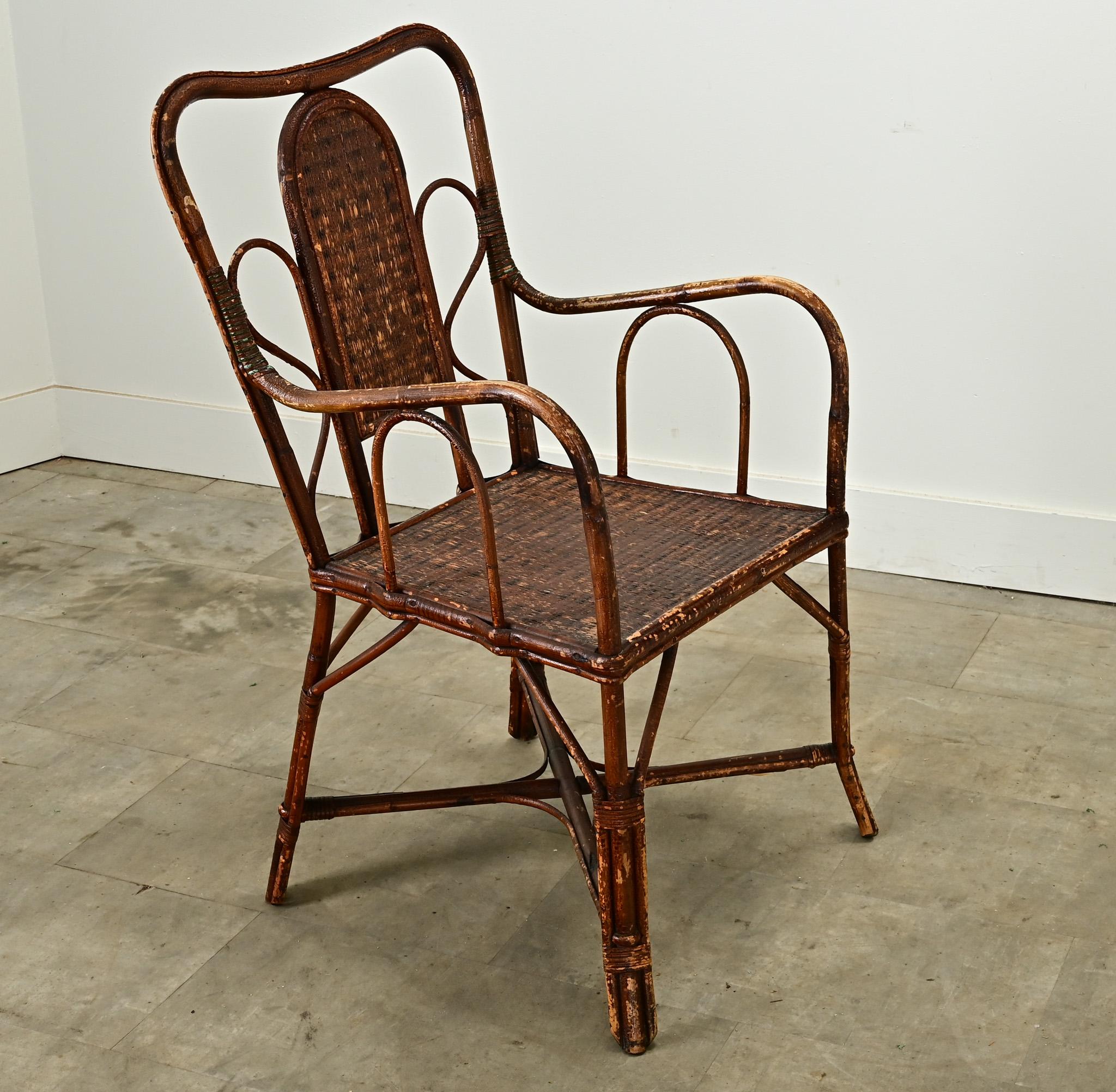 Fauteuil en rotin anglais du milieu du siècle 2