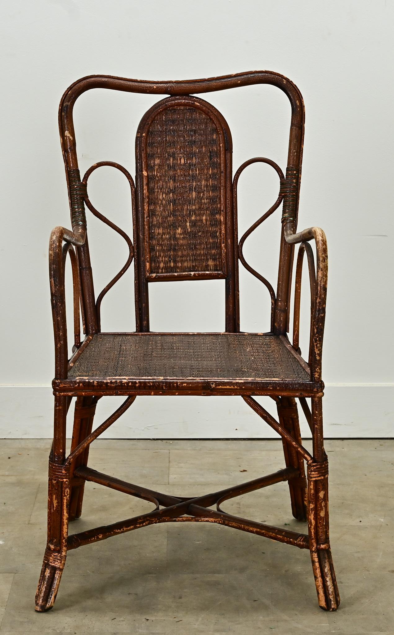 Autre Fauteuil en rotin anglais du milieu du siècle
