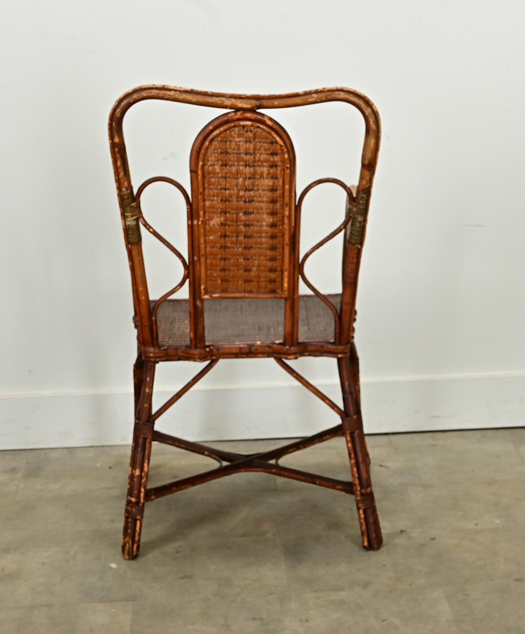 Fauteuil en rotin anglais du milieu du siècle 1