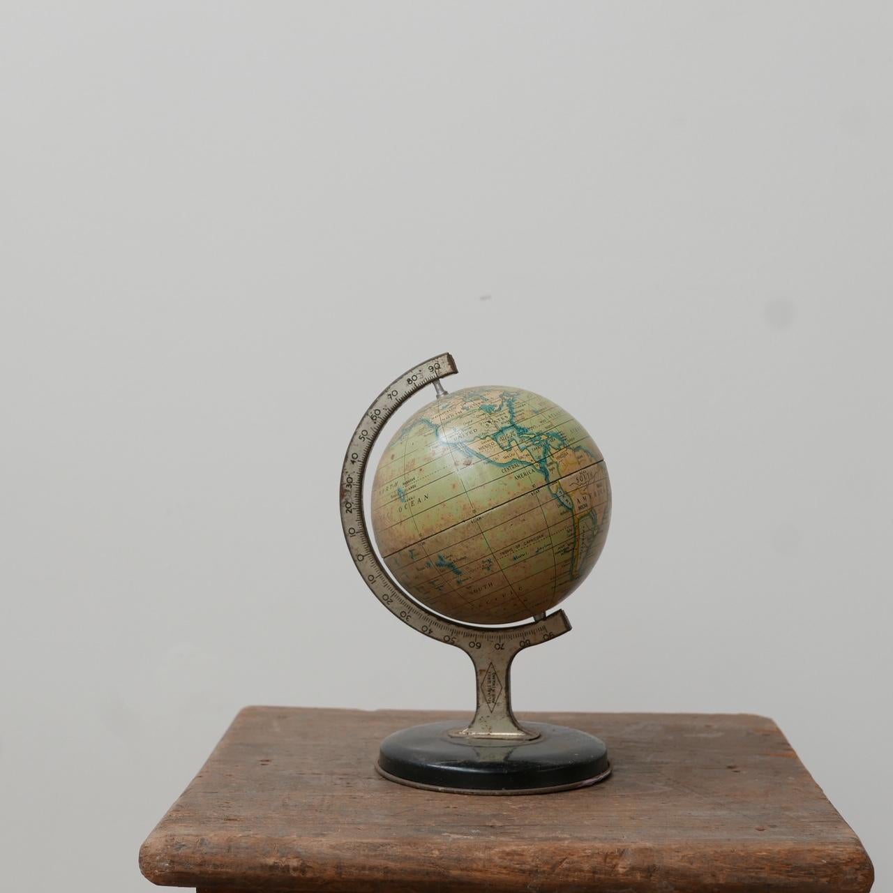 20th Century English Mid-Century Tin Metal Decorative Desk Globe