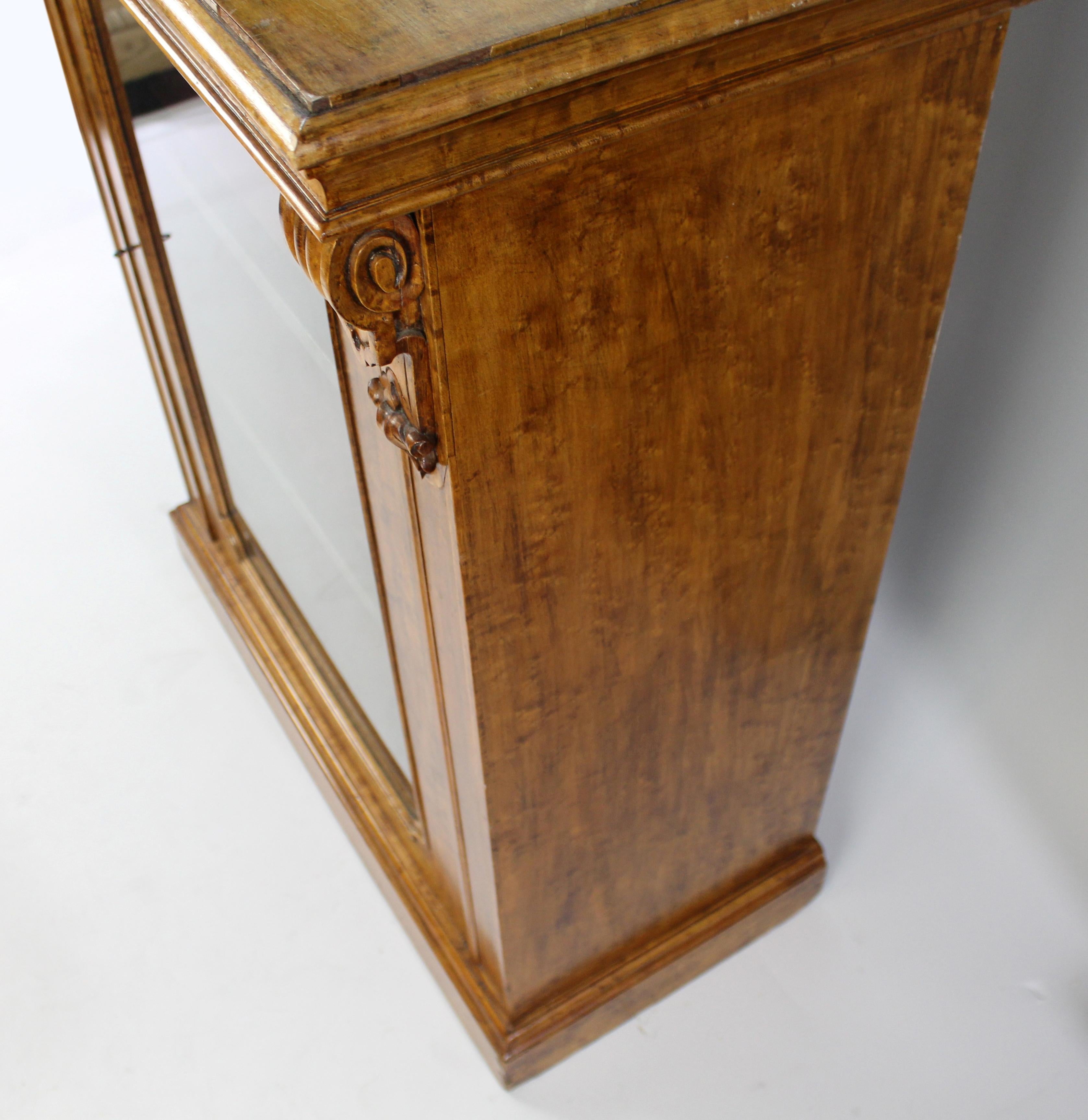 English Mid-Victorian Glazed Walnut Pier Cabinet For Sale 7