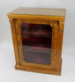 English Mid-Victorian Glazed Walnut Pier Cabinet