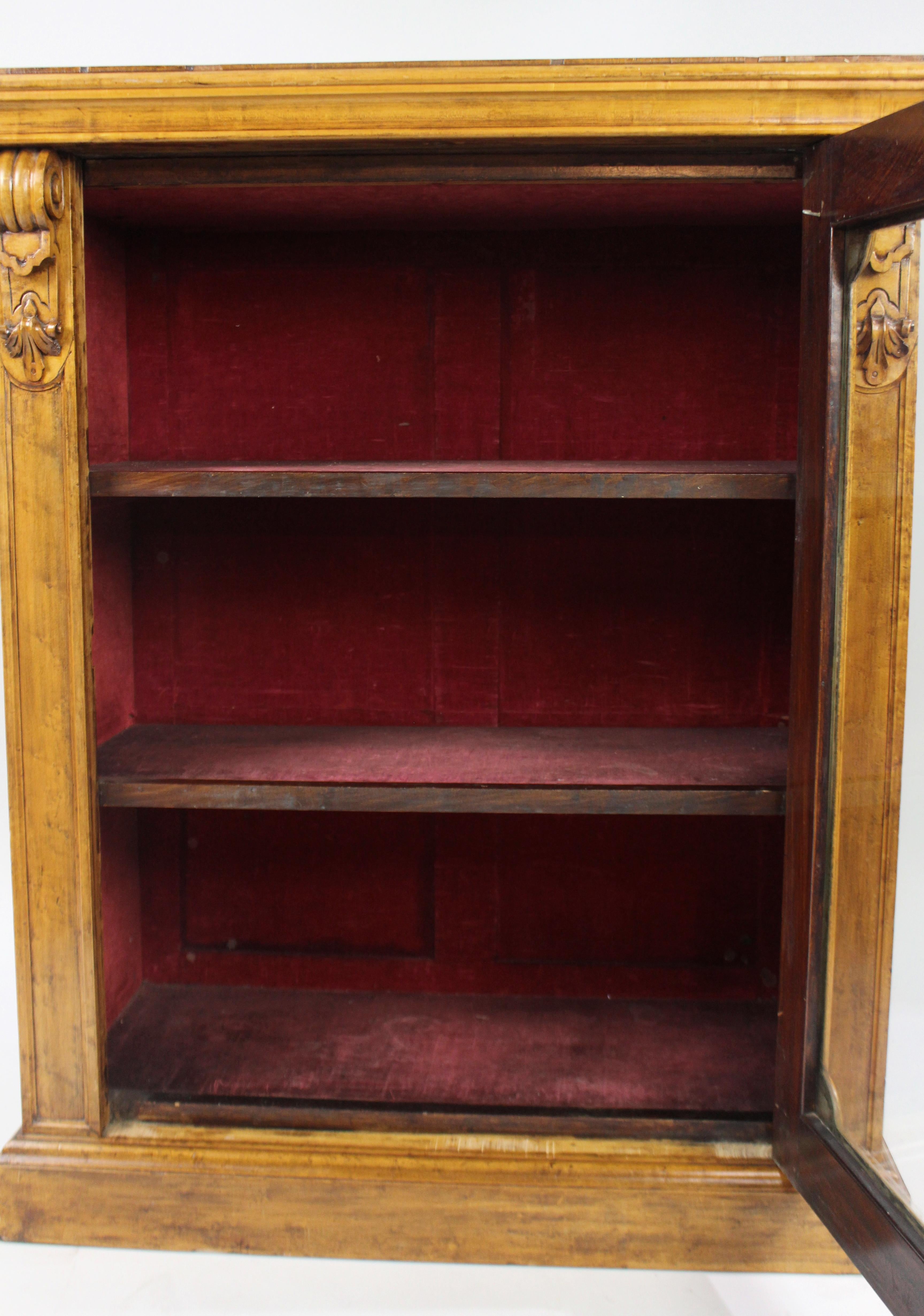 English Mid-Victorian Glazed Walnut Pier Cabinet For Sale 4