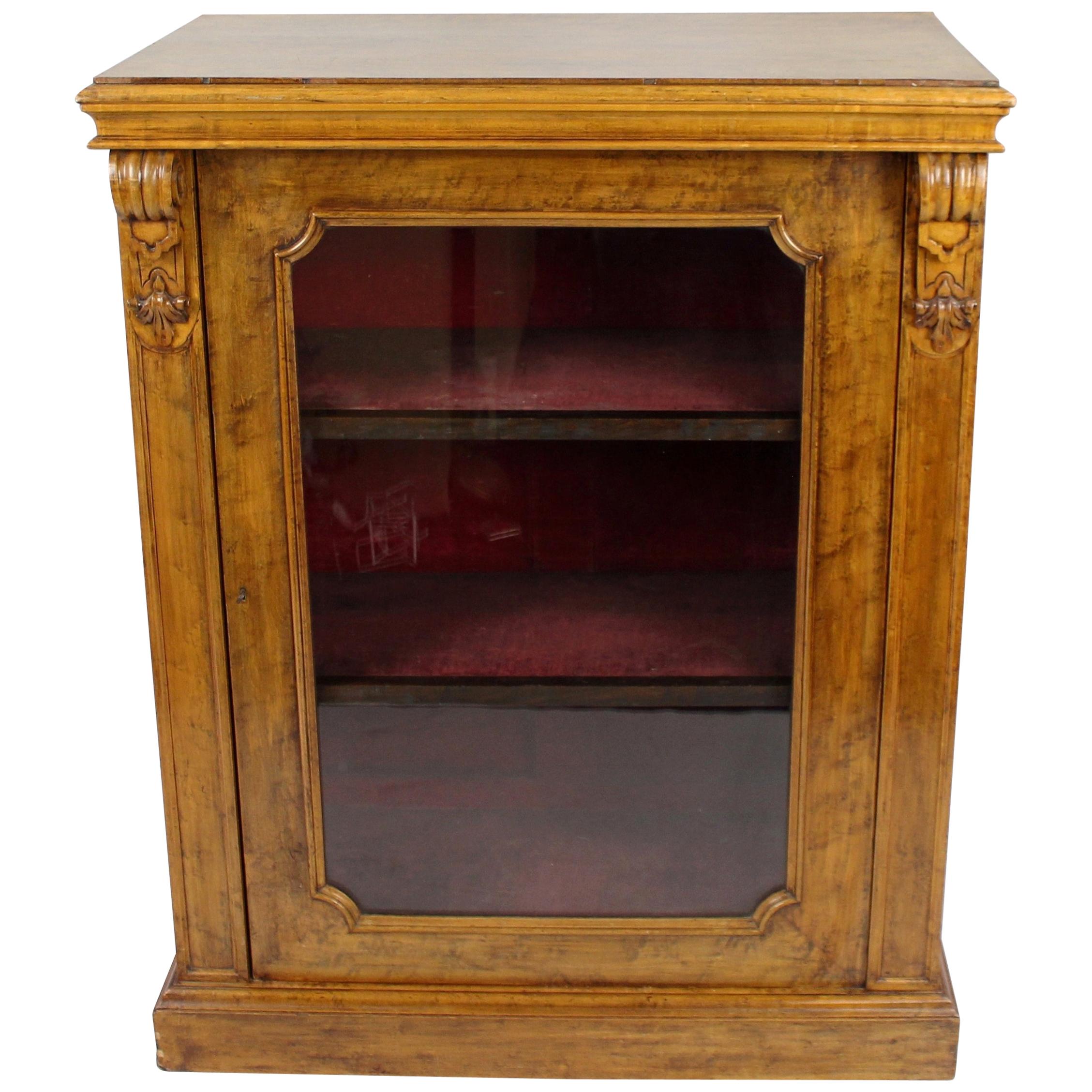 English Mid-Victorian Glazed Walnut Pier Cabinet For Sale