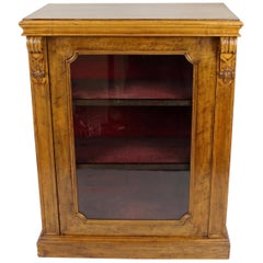 English Mid-Victorian Glazed Walnut Pier Cabinet