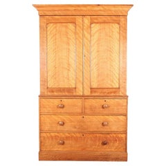 English Mid-Victorian Satin Birch Linen Press