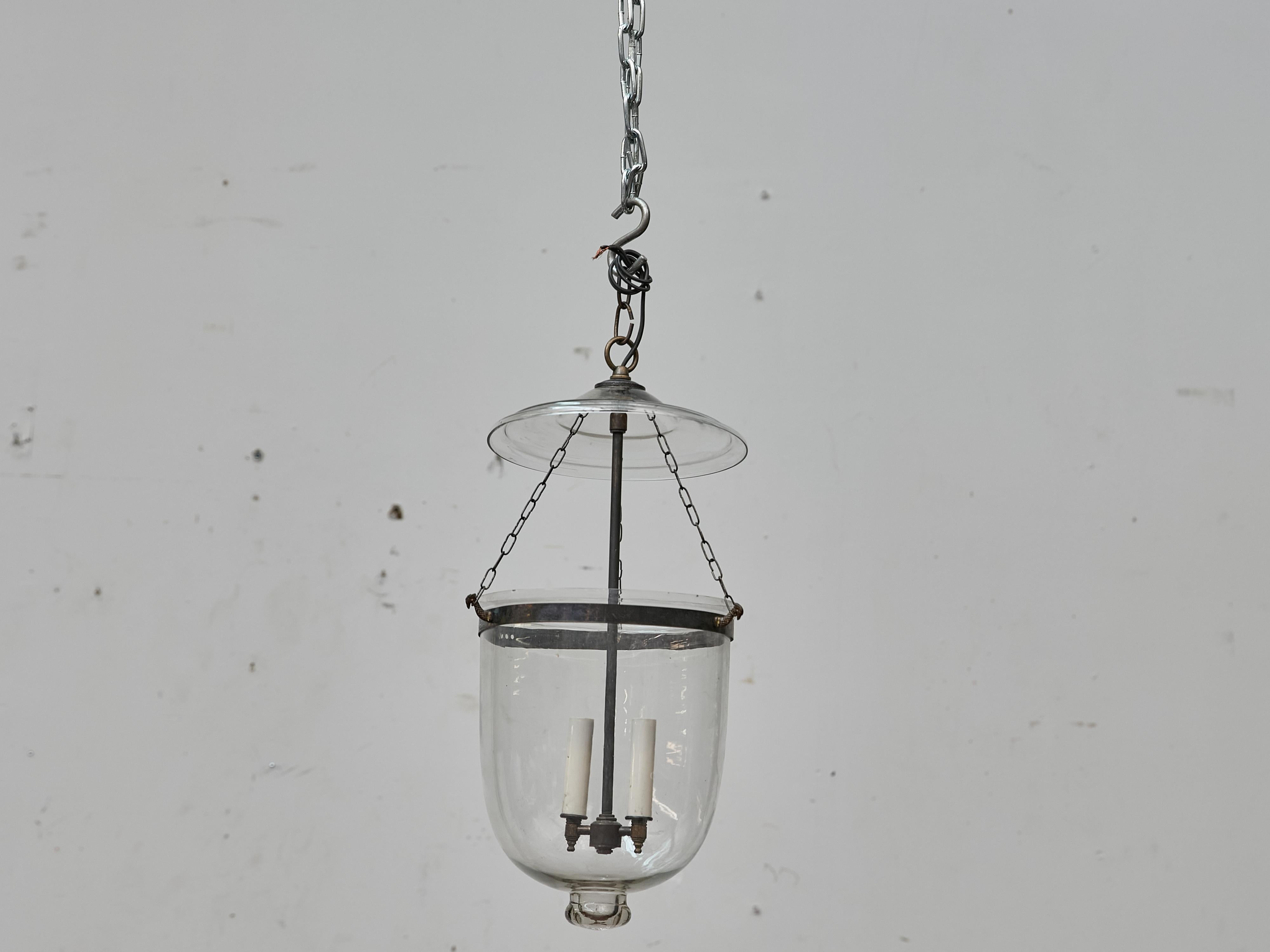 Farol Inglés de Medio Siglo con Dos Luces en Vidrio Soplado a Mano en venta 1