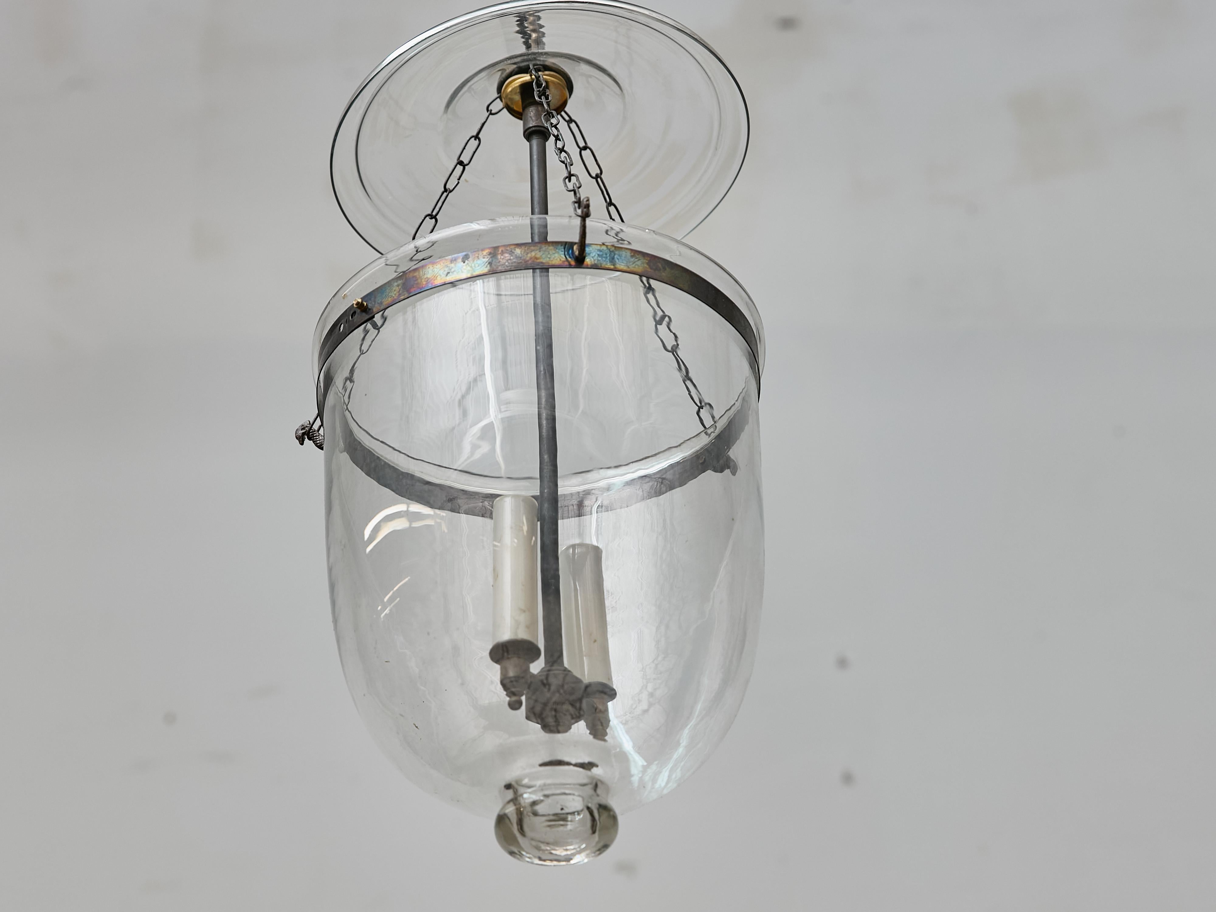 Farol Inglés de Medio Siglo con Dos Luces en Vidrio Soplado a Mano en venta 2