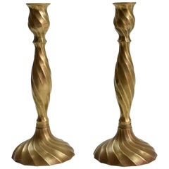 English Midcentury Bronze Candleholders, 1950's