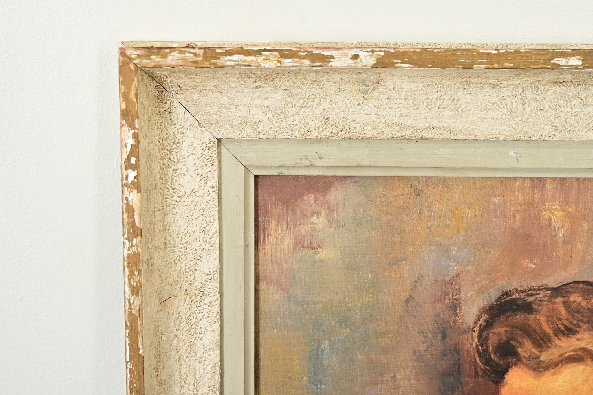 20th Century English Midcentury Framed Portrait of a Lady For Sale