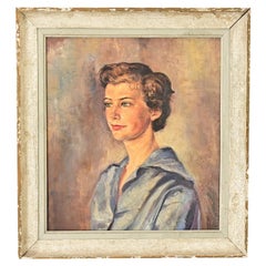 Retrato de dama enmarcado inglés de mediados de siglo