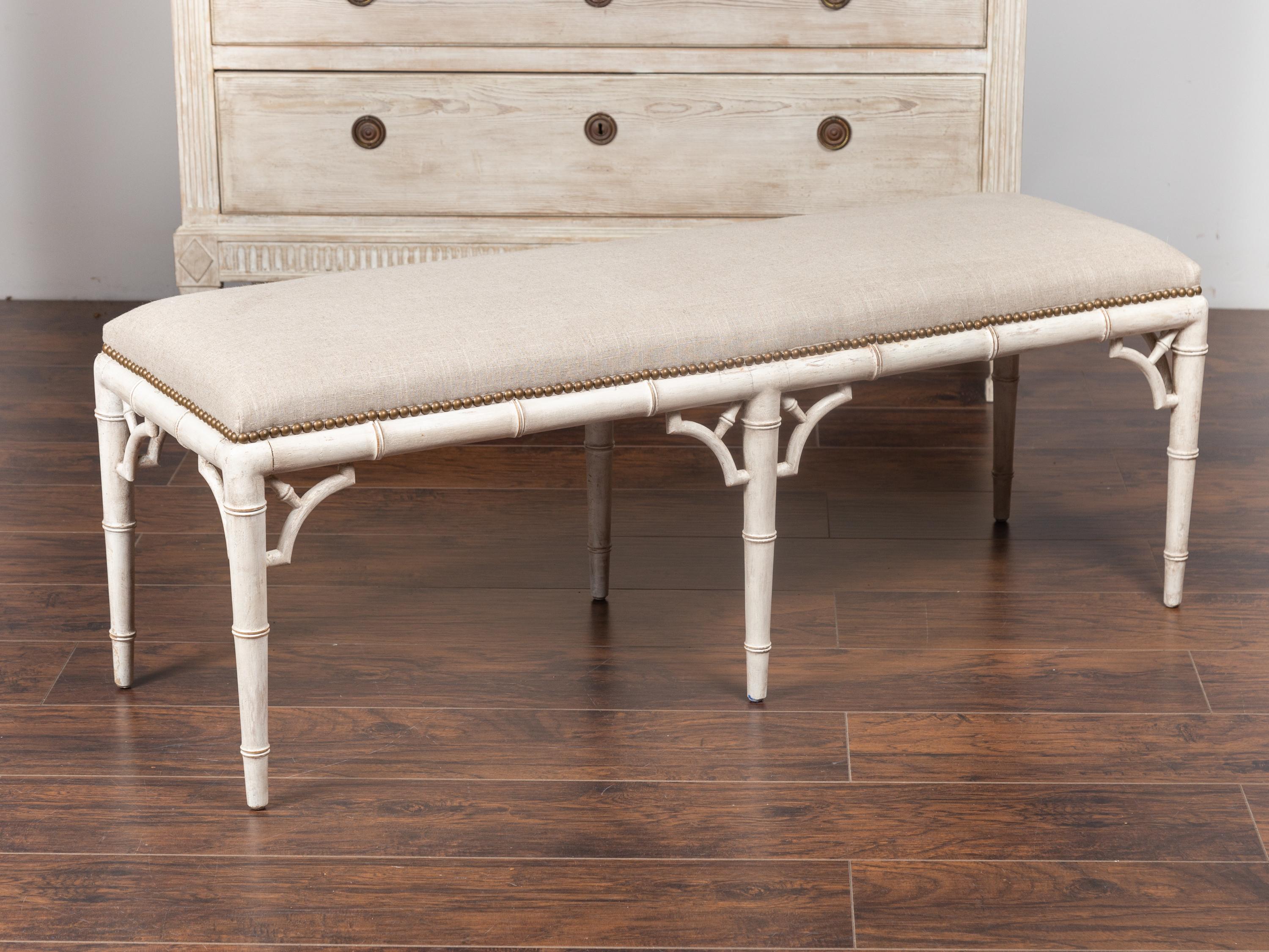 faux sheepskin bamboo bench