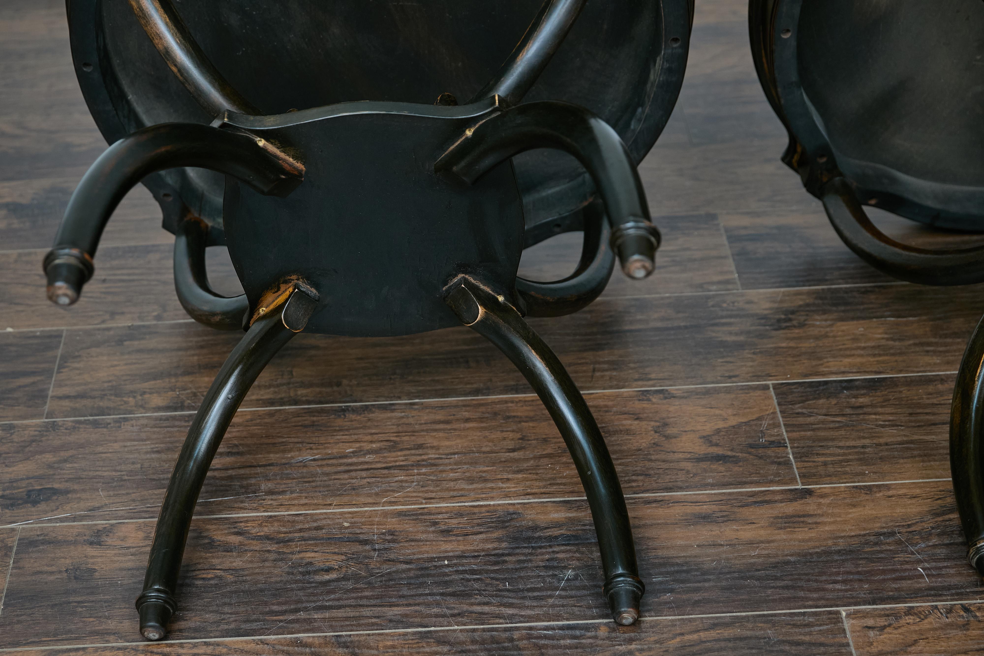 English Midcentury Period Dark Lacquered Side Tables with Neoclassical Accents For Sale 7