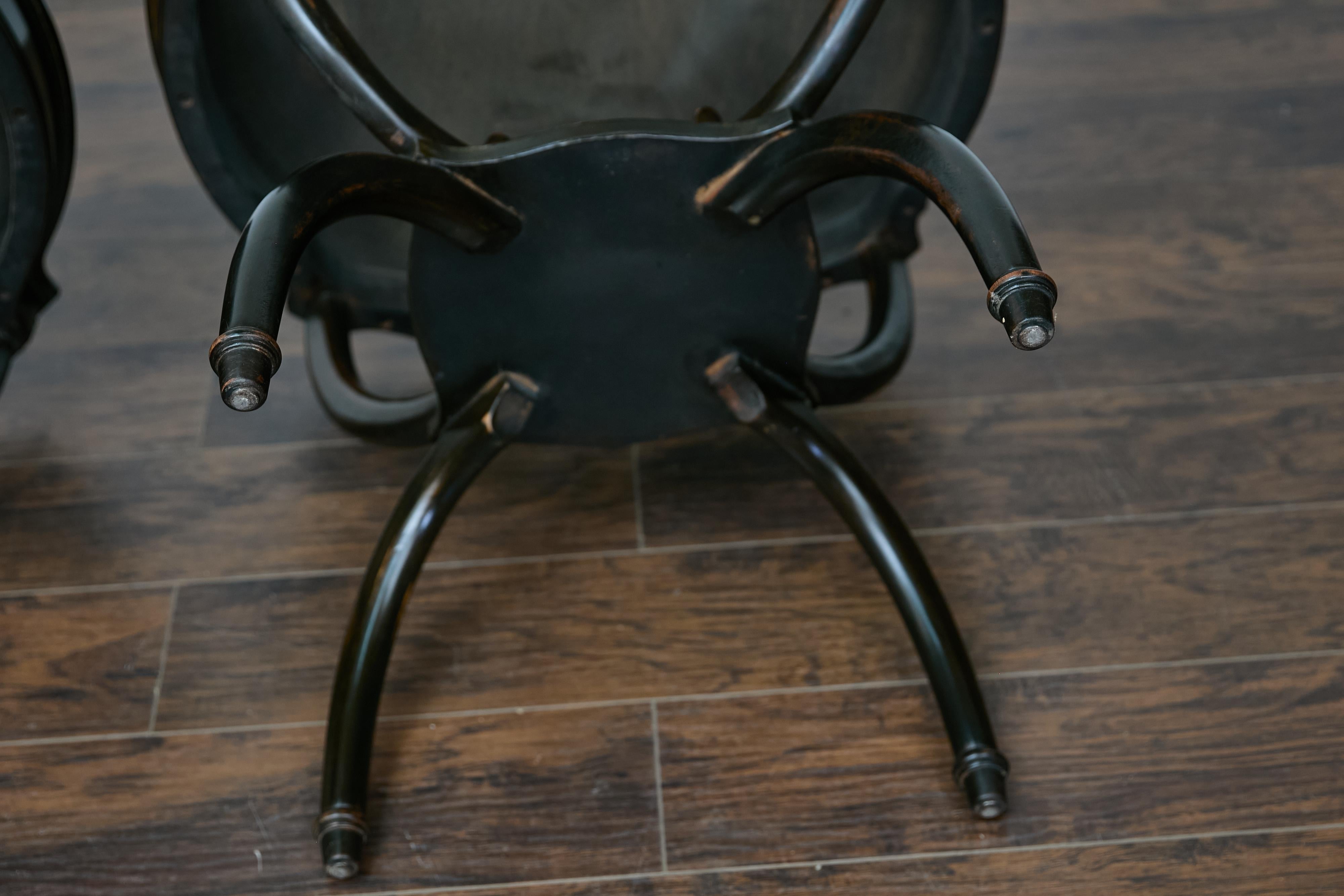 English Midcentury Period Dark Lacquered Side Tables with Neoclassical Accents For Sale 8