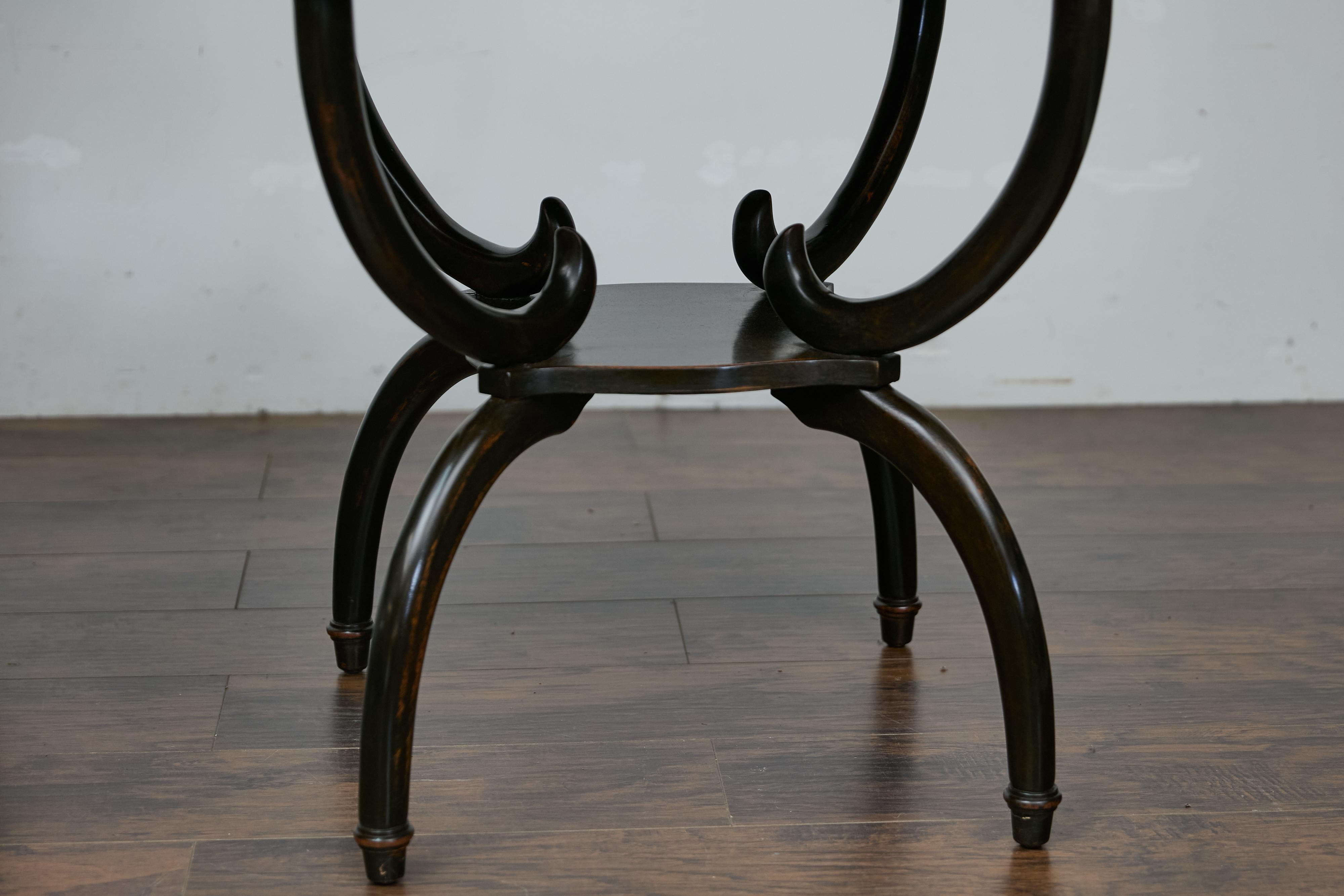 20th Century English Midcentury Period Dark Lacquered Side Tables with Neoclassical Accents For Sale