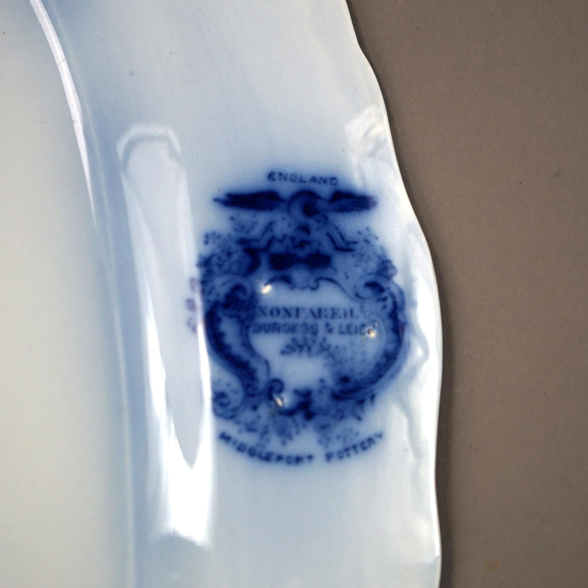 English Middleport Pottery Flow Blue Historical Landscape Pottery Platter c1870 1