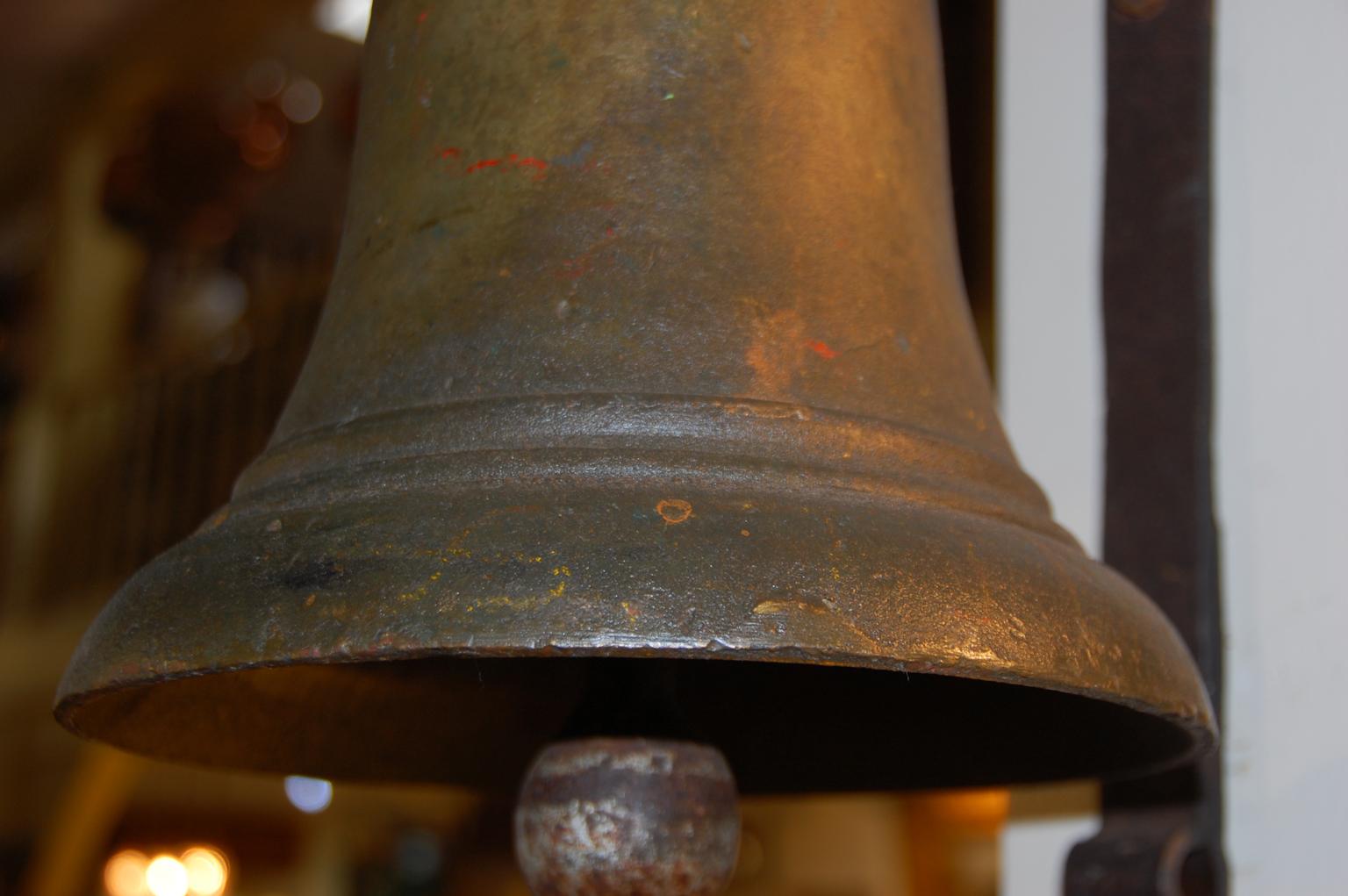 English Military Hanging Bell with George VI Cypher In Good Condition In Wells, ME