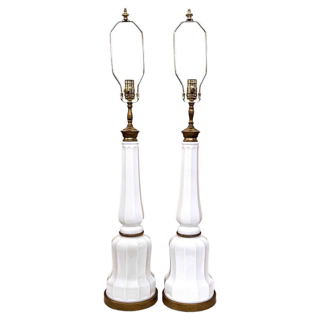 English Milk Glass Lamps For Sale