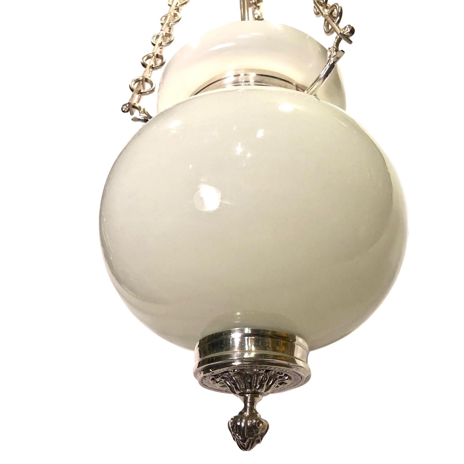 Early 20th Century English Milk Glass Lantern