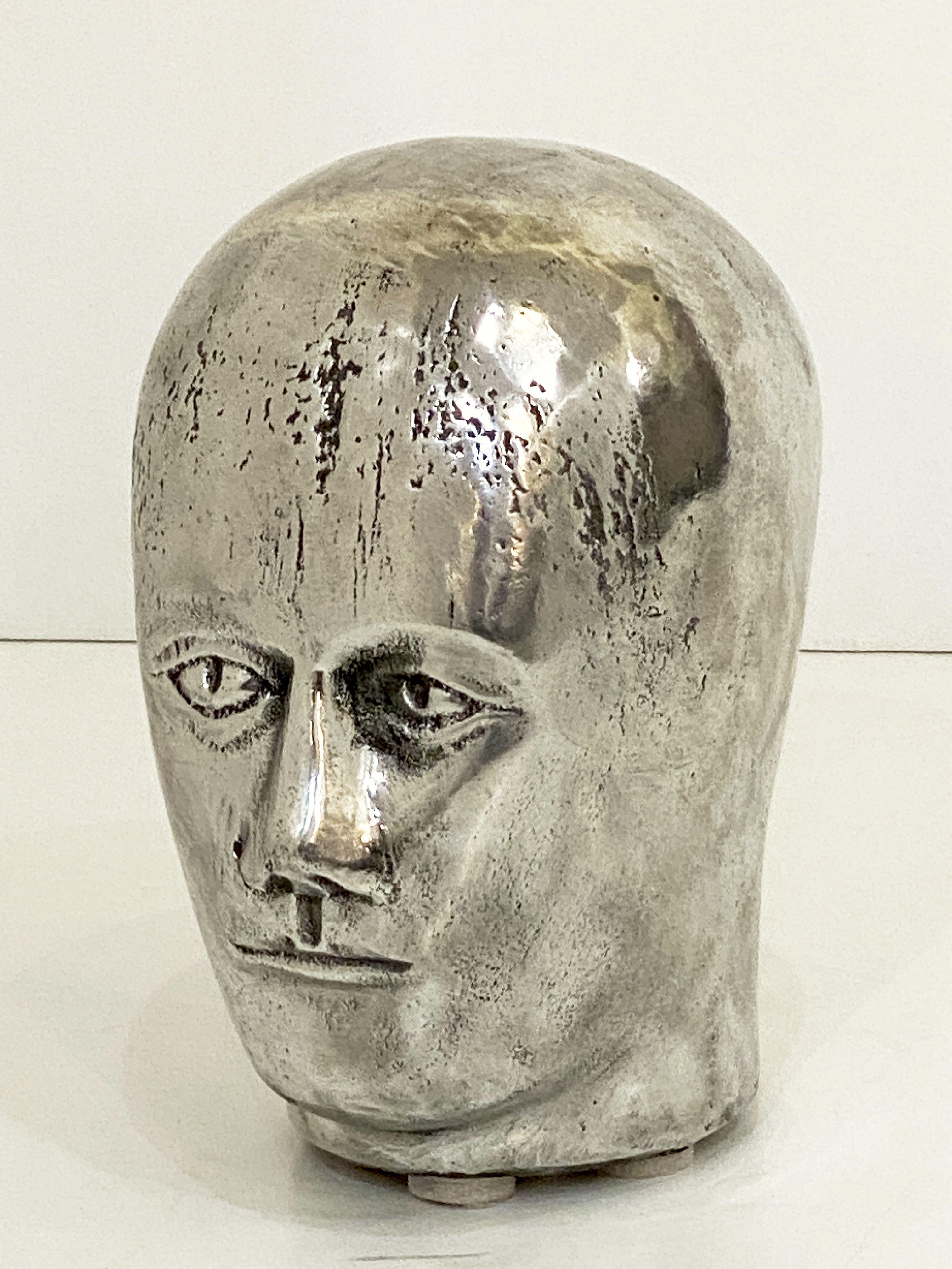 English Milliner's Head or HatMaker's Sculptural Bust of Cast Iron For