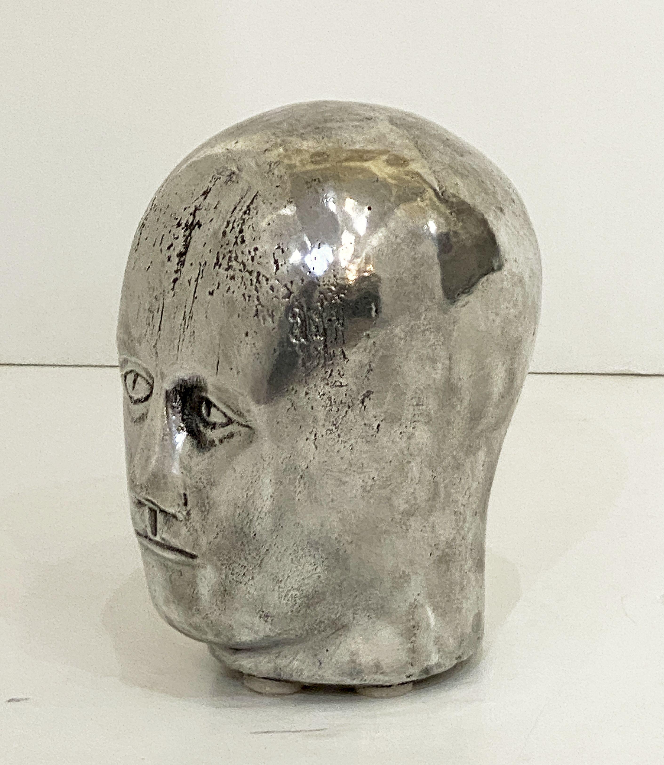 English Milliner's Head or HatMaker's Sculptural Bust of Cast Iron For