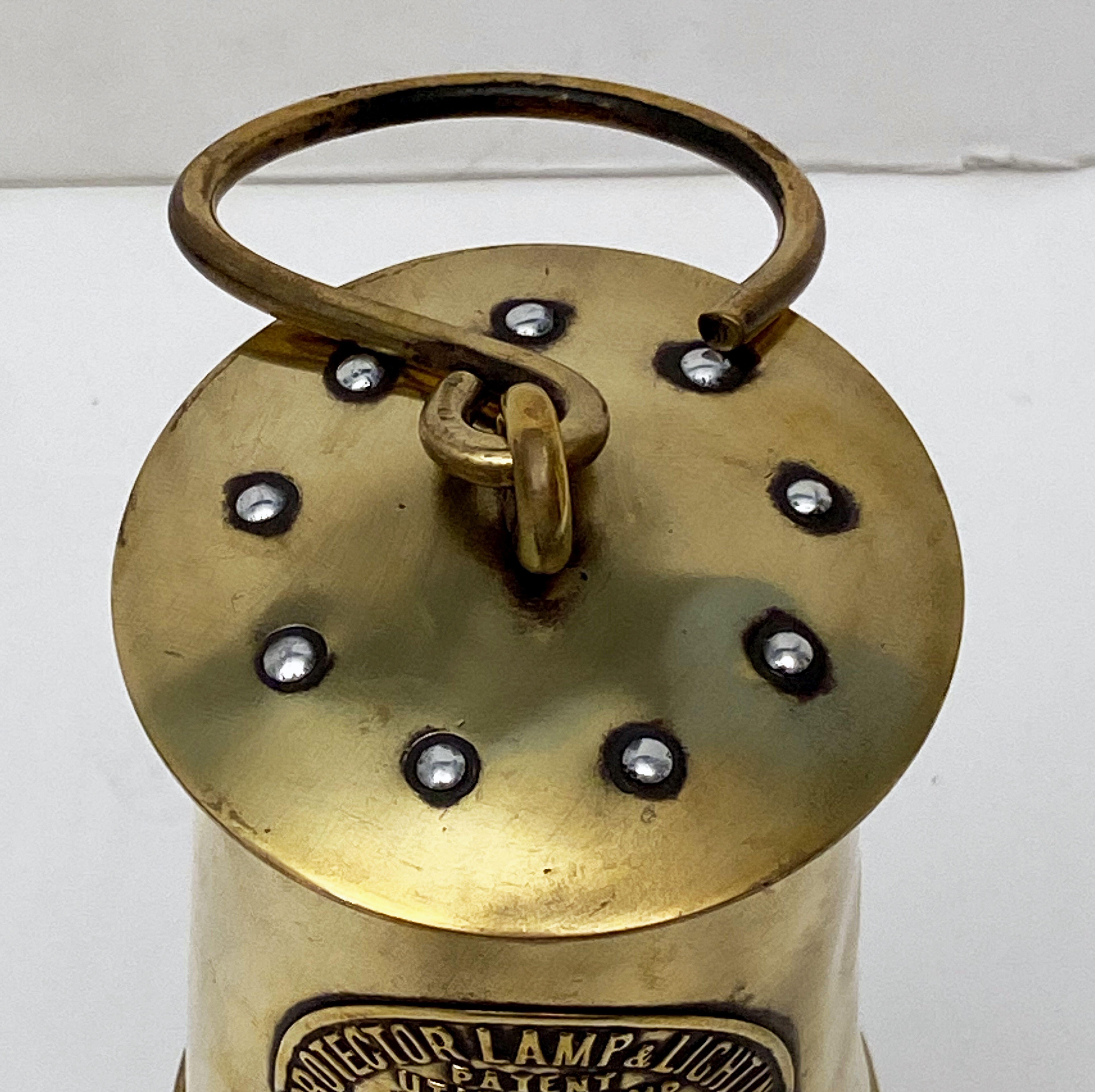Metal English Miner's Safety Lantern of Brass