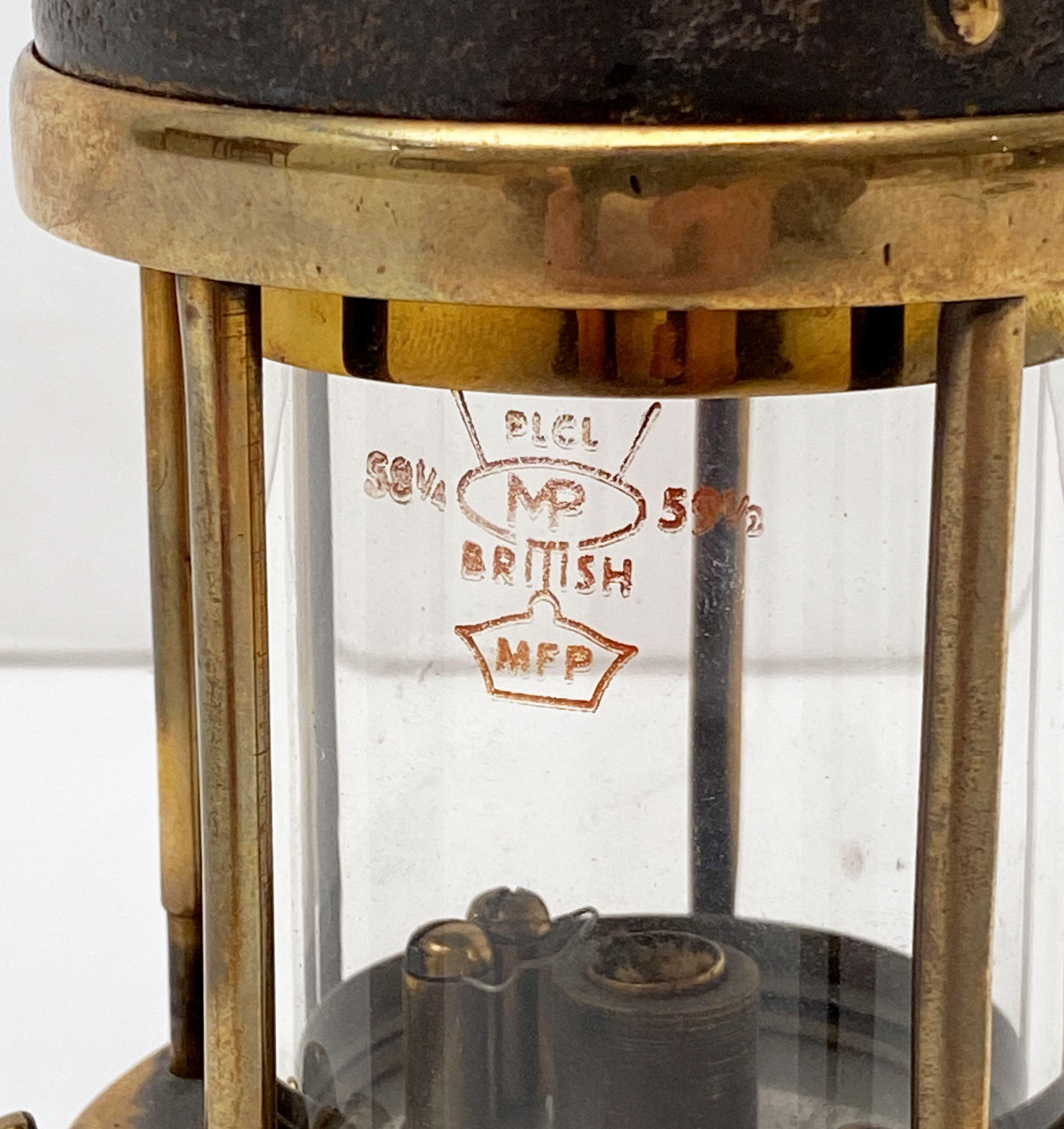 English Miner's Safety Lantern or Lamp of Brass and Steel 2
