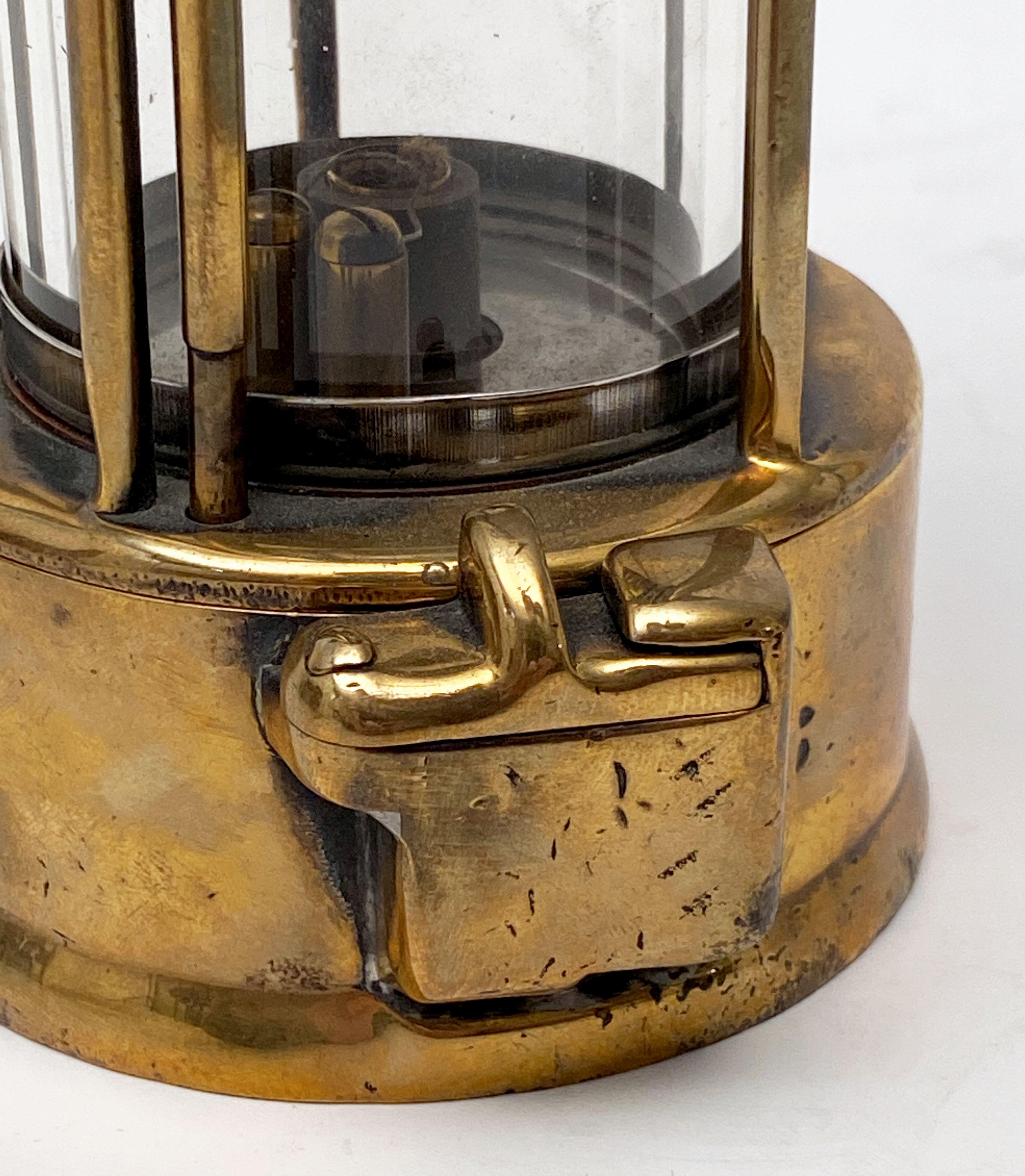 English Miner's Safety Lantern or Lamp of Brass and Steel 3