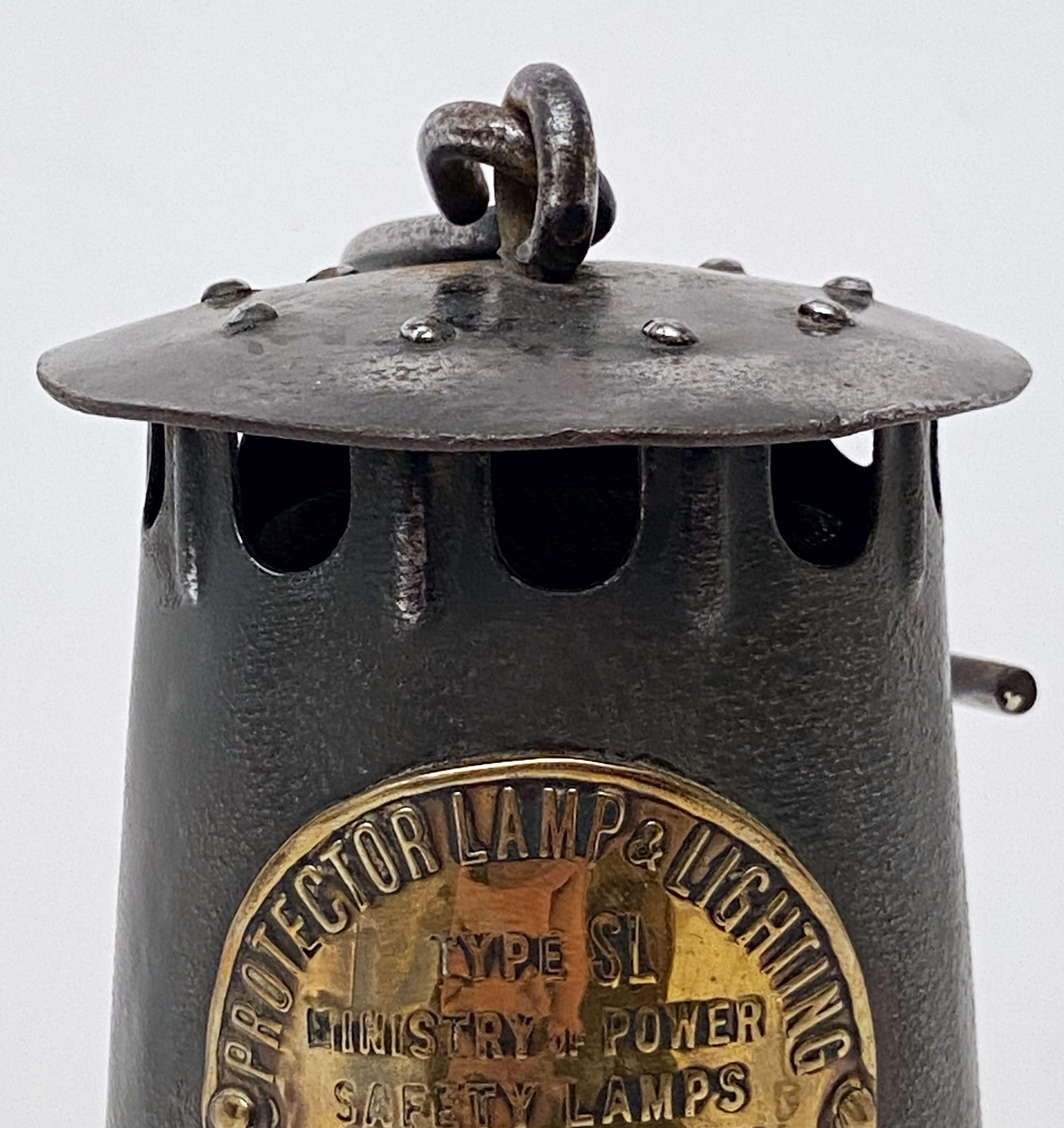 English Miner's Safety Lantern or Lamp of Brass and Steel In Good Condition In Austin, TX