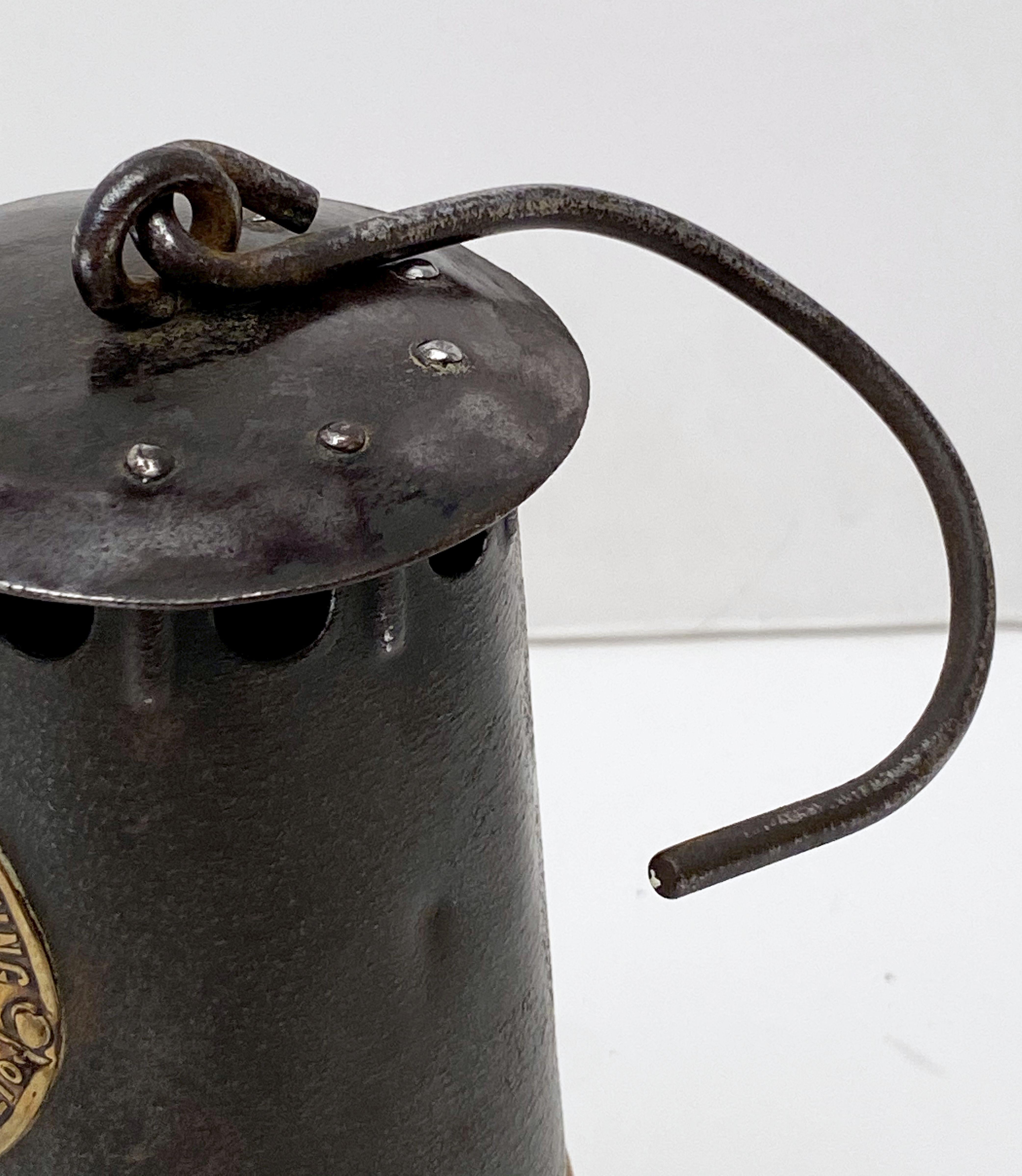 20th Century English Miner's Safety Lantern or Lamp of Brass and Steel